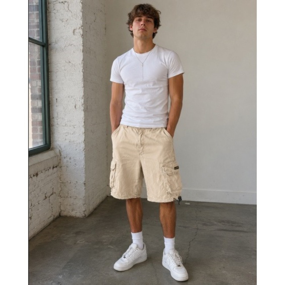 Aeropostale Cargo Shorts 30 Tan Khaki True Y2K Utility Streetwear Baggy Gorpcore